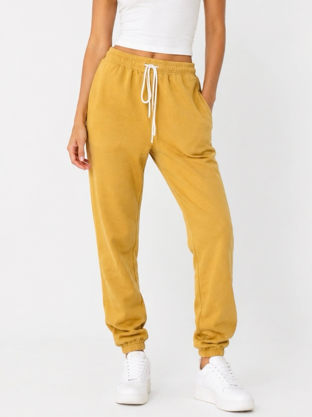 The GREAT. 100% cotton  Mustard Drawstring Jogger Pants NWOT